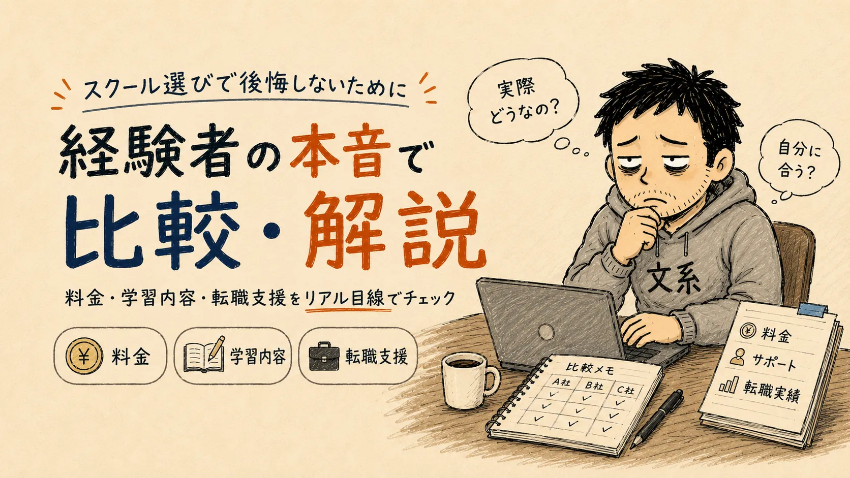 経験者の本音でテックキャンプを比較・解説するヘッダー画像